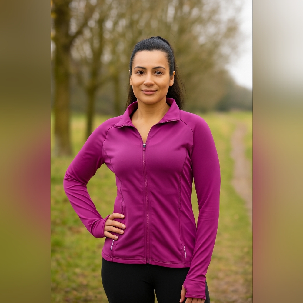 ASICS Stretchy Sporty S Activewear Casual Dopamine Purple Zip Up Jacket (#668)